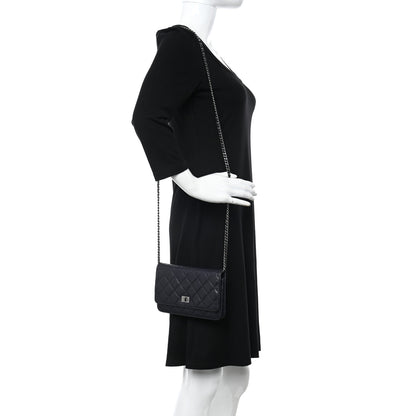 Chanel Aged Calfskin Quilted Reissue Wallet On Chain WOC Navy 2 of 11