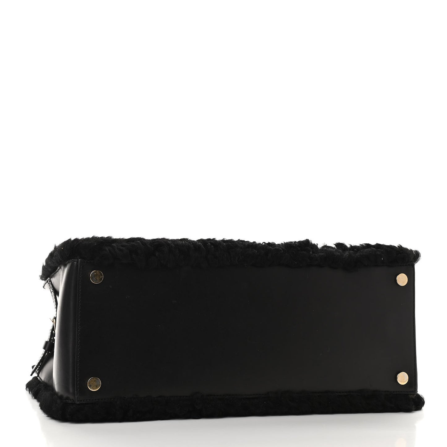 Shearling Calfskin Padlock Nude Work XS Bag Black