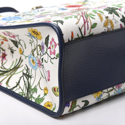 Gucci Canvas Large Flora Tote Navy Multicolor 5 of 9