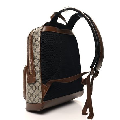 Gucci GG Supreme Monogram Textured Calfskin Retro Interlocking G Backpack Brown Beige 3 of 10
