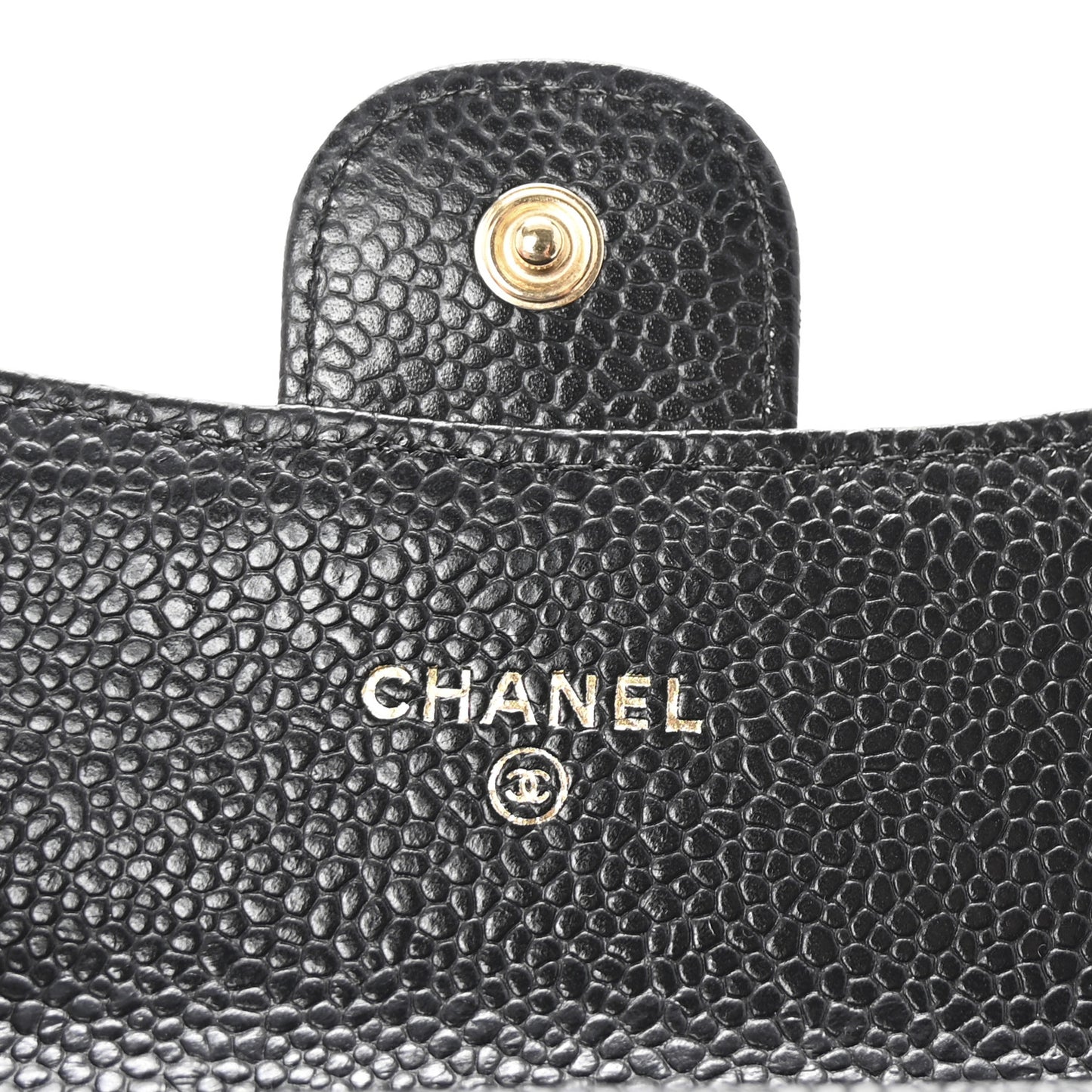 Caviar Quilted Flap Card Holder Black
