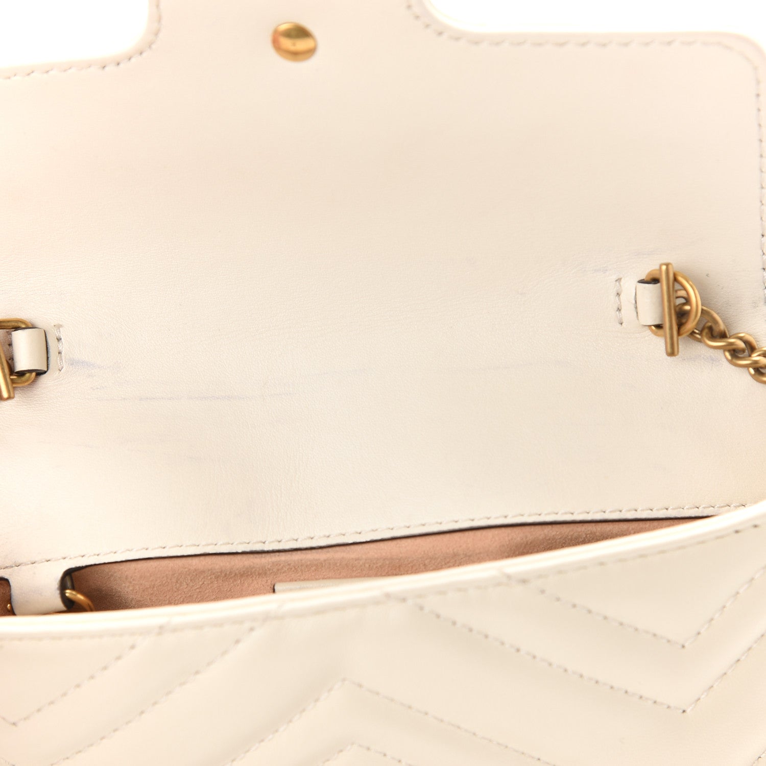 Gucci Calfskin Matelasse Super Mini GG Marmont Shoulder Bag White 10 of 10