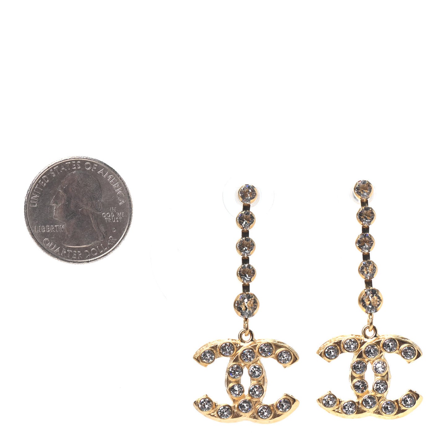 CC Crystal Drop Earrings Gold