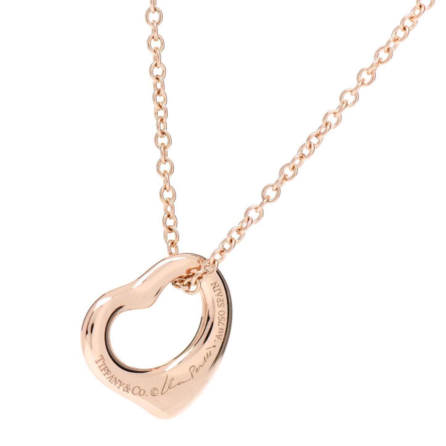 18K Rose Gold 11mm Elsa Peretti Open Heart Pendant Necklace