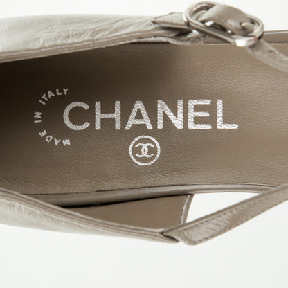 Chanel Patent Calfskin Cap Toe Mary Jane Flats 38 Khaki Black 7 of 7