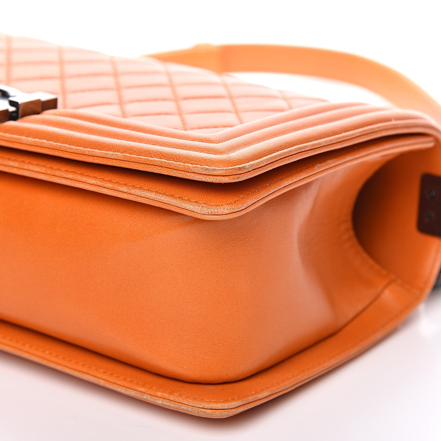Lambskin Quilted Medium Boy Flap Orange