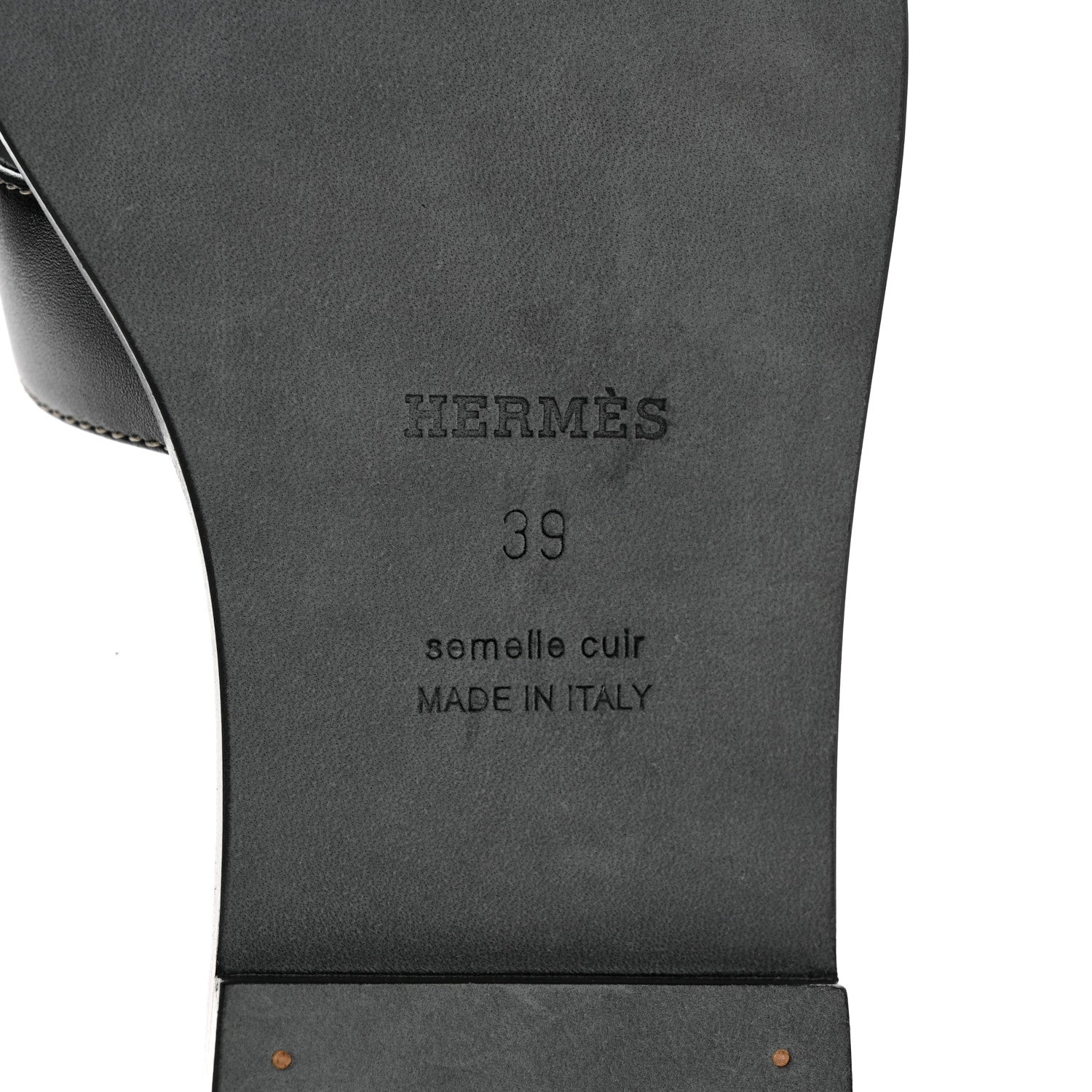 Hermes Box Calfskin Oran Sandals 39 Black 7 of 9
