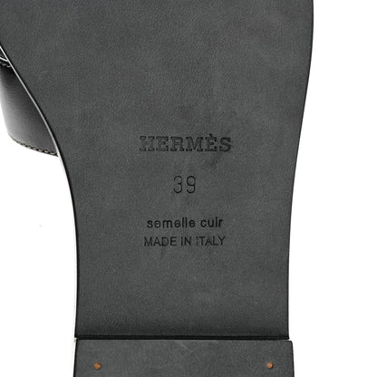 Hermes Box Calfskin Oran Sandals 39 Black 7 of 9