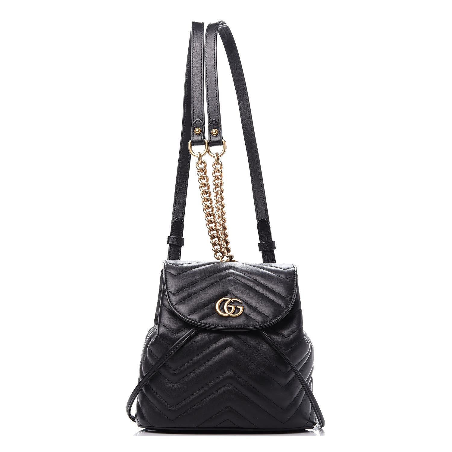 Gucci Calfskin Matelasse GG Marmont Flap Backpack Black 1 of 9