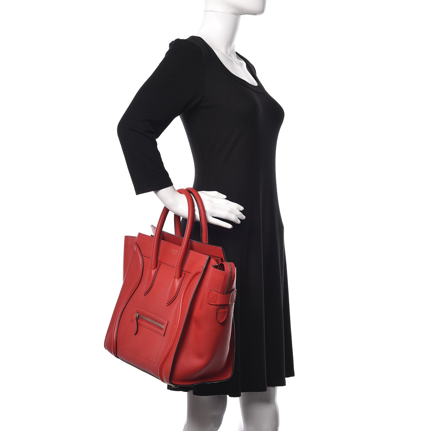 Drummed Calfskin Mini Luggage Coquelicot