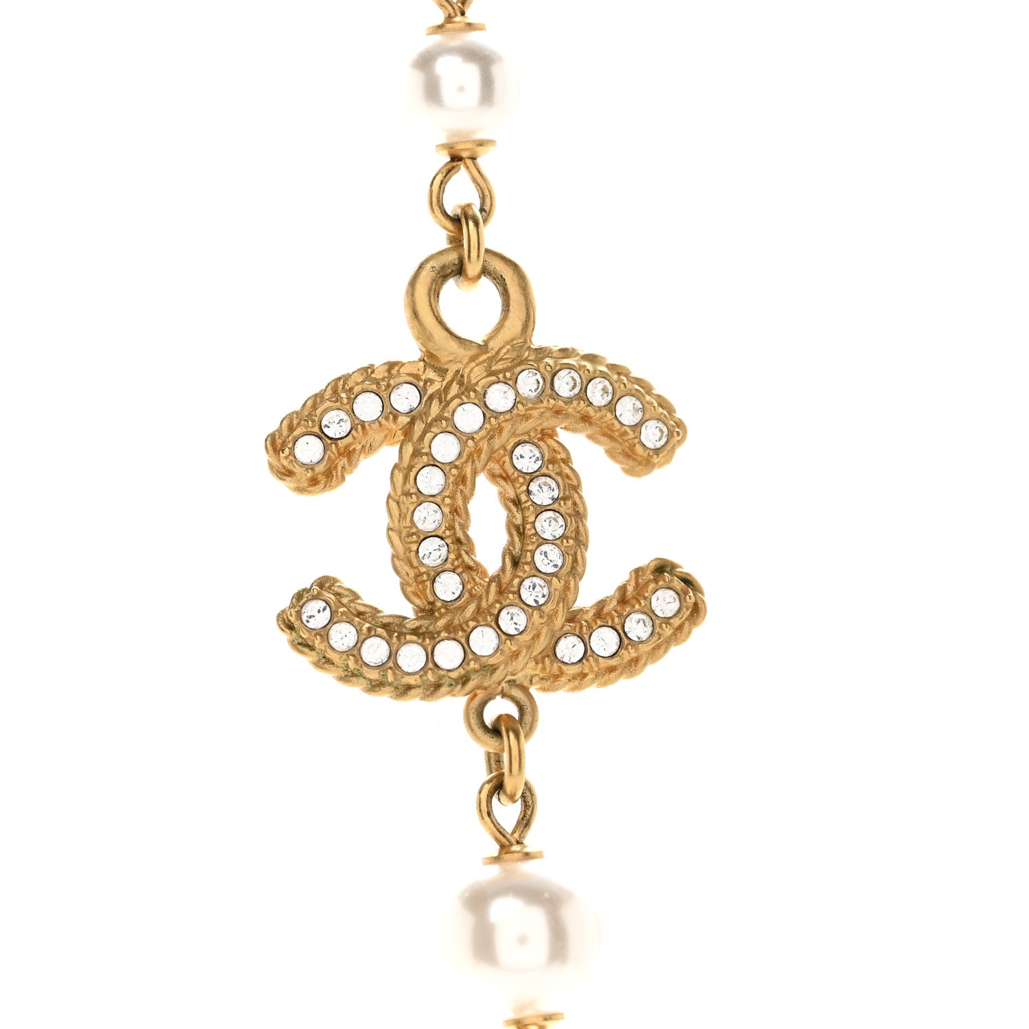 Chanel Pearl Crystal 90's Icon CC Necklace Gold 4 of 7