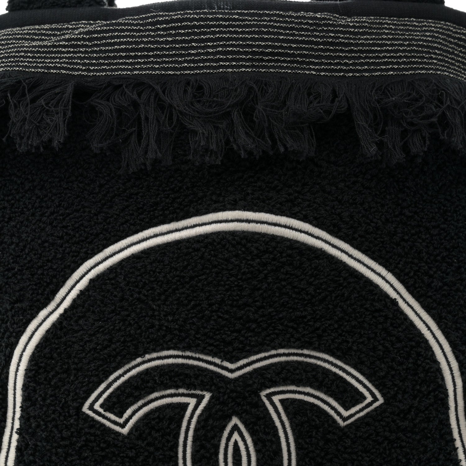 Chanel Terry Cotton CC Beach Tote Towel Set Black 8 of 14