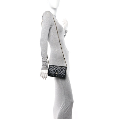 Chanel Lambskin Quilted Wallet On Chain WOC Black 2 of 12