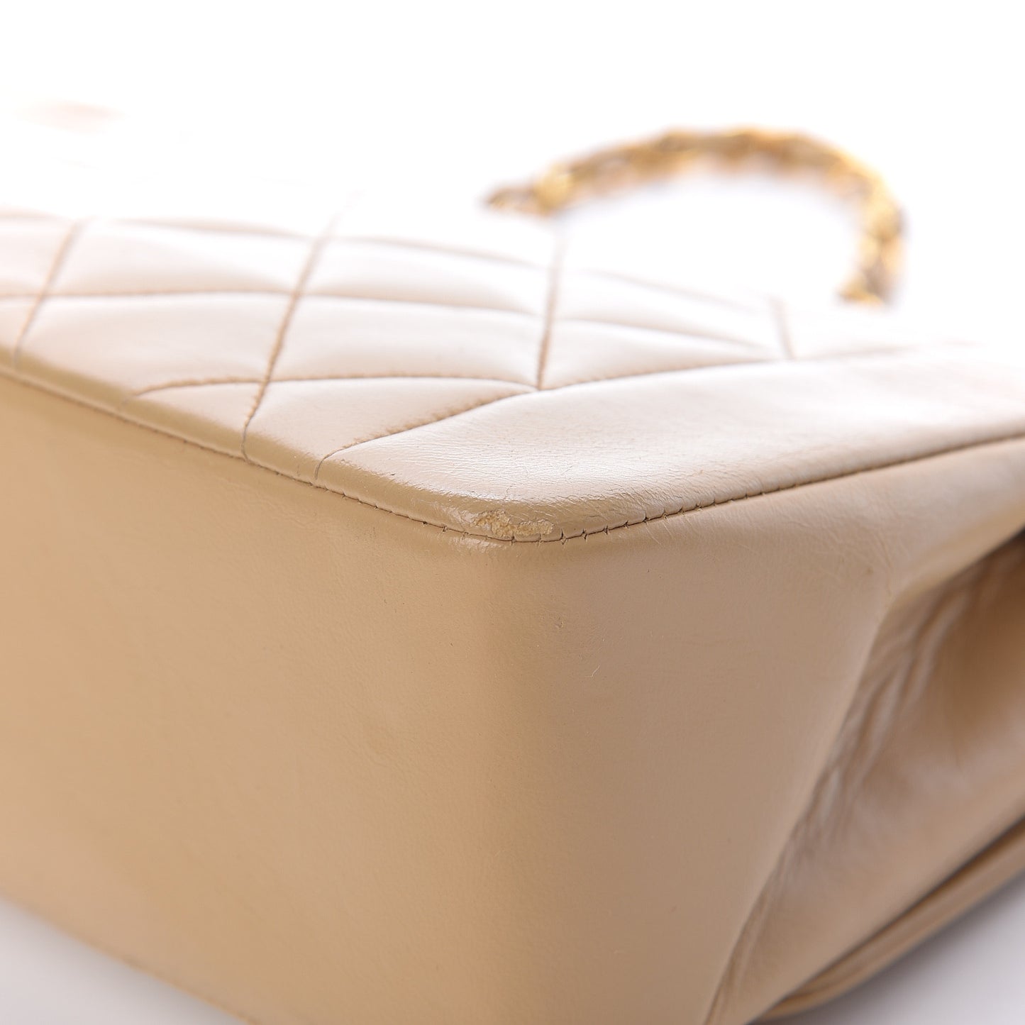 Lambskin Quilted Small Single Flap Beige
