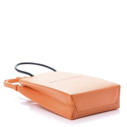 Balenciaga Squared Calfskin Logo Shopping Phone Holder Bag Orange 4 of 10