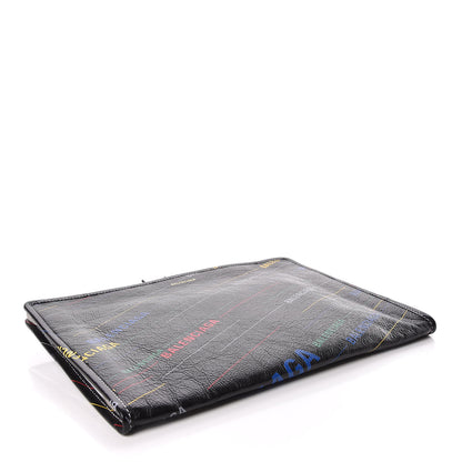 Balenciaga Agneau Arena Logo Multicolor Print Bazar Pouch Black Multicolor 4 of 6