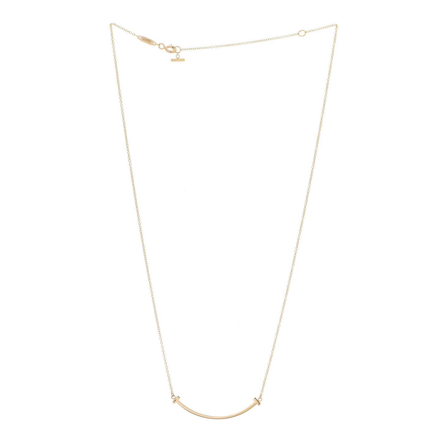 18K Yellow Gold Small T Smile Pendant Necklace