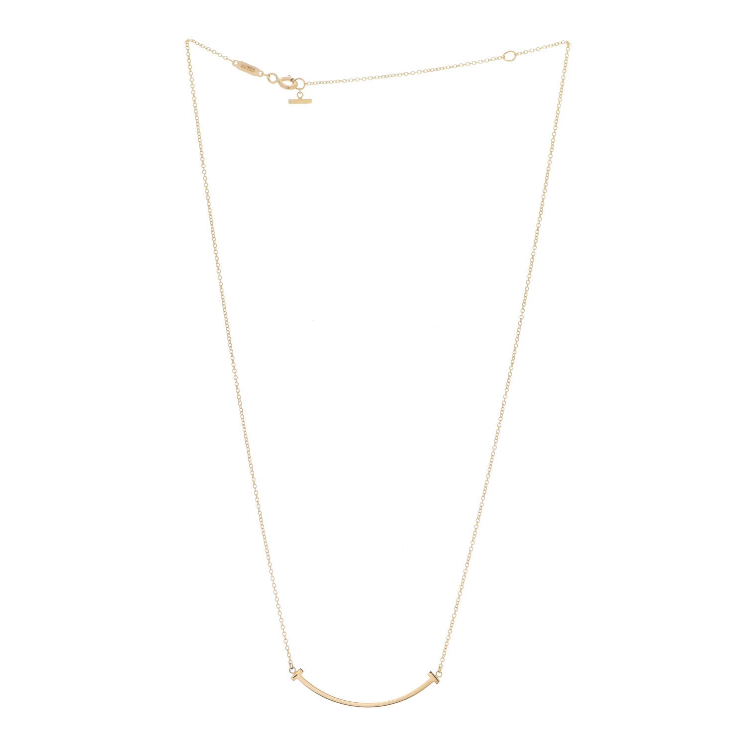 Tiffany 18K Yellow Gold Small T Smile Pendant Necklace 3 of 6
