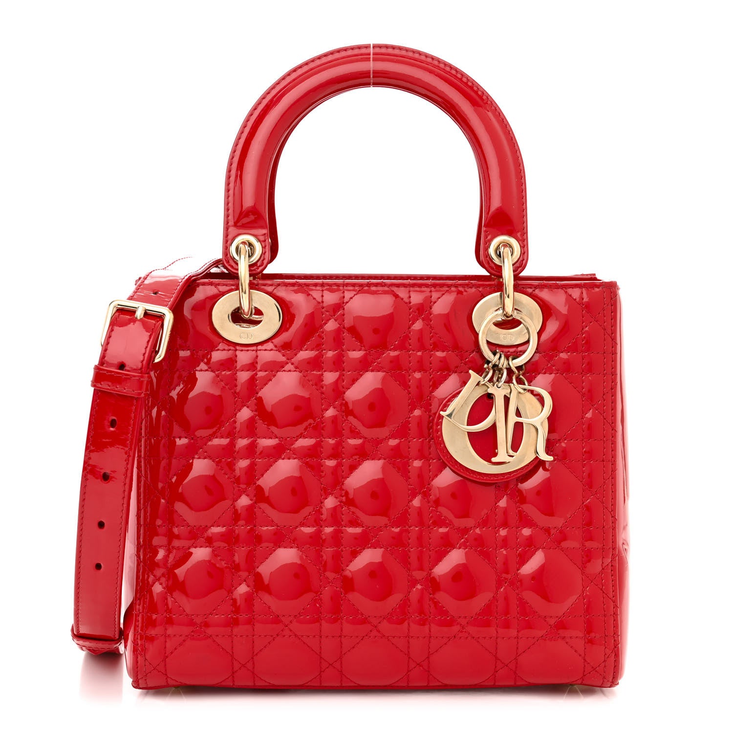 Christian Dior Patent Cannage Medium Lady Dior Red 1 of 11