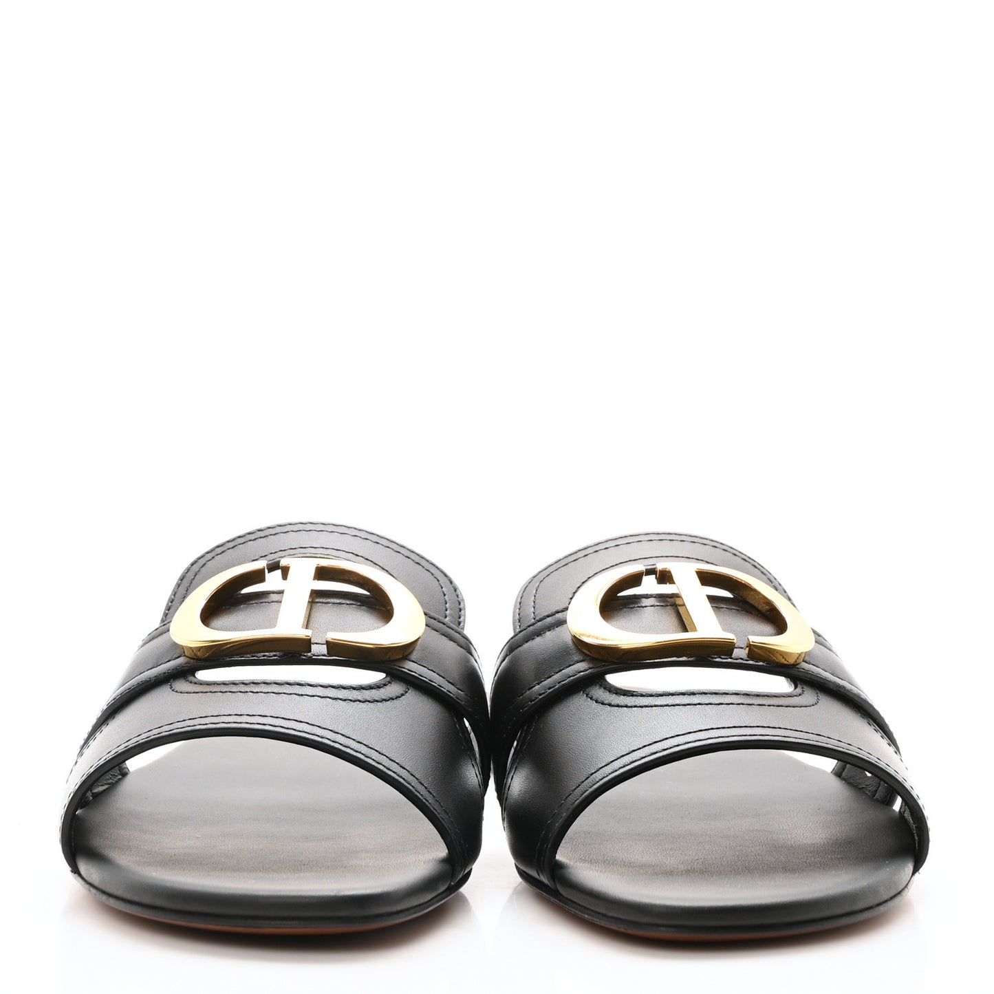 Calfskin 30 Montaigne Flat Slide Sandals 36.5 Black