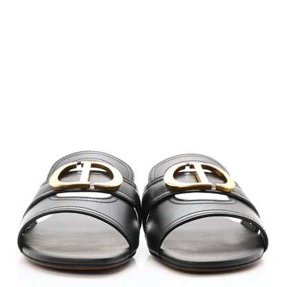 Christian Dior Calfskin 30 Montaigne Flat Slide Sandals 36.5 Black 3 of 9