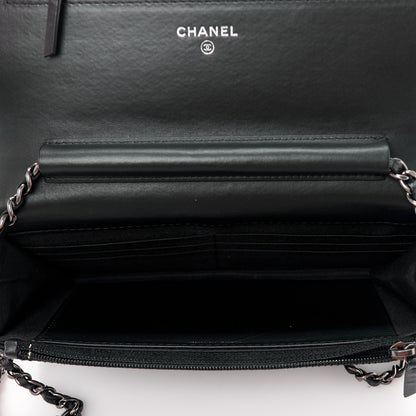 Chanel Grained Calfskin Quilted Boy Wallet On Chain WOC Black 5 of 14