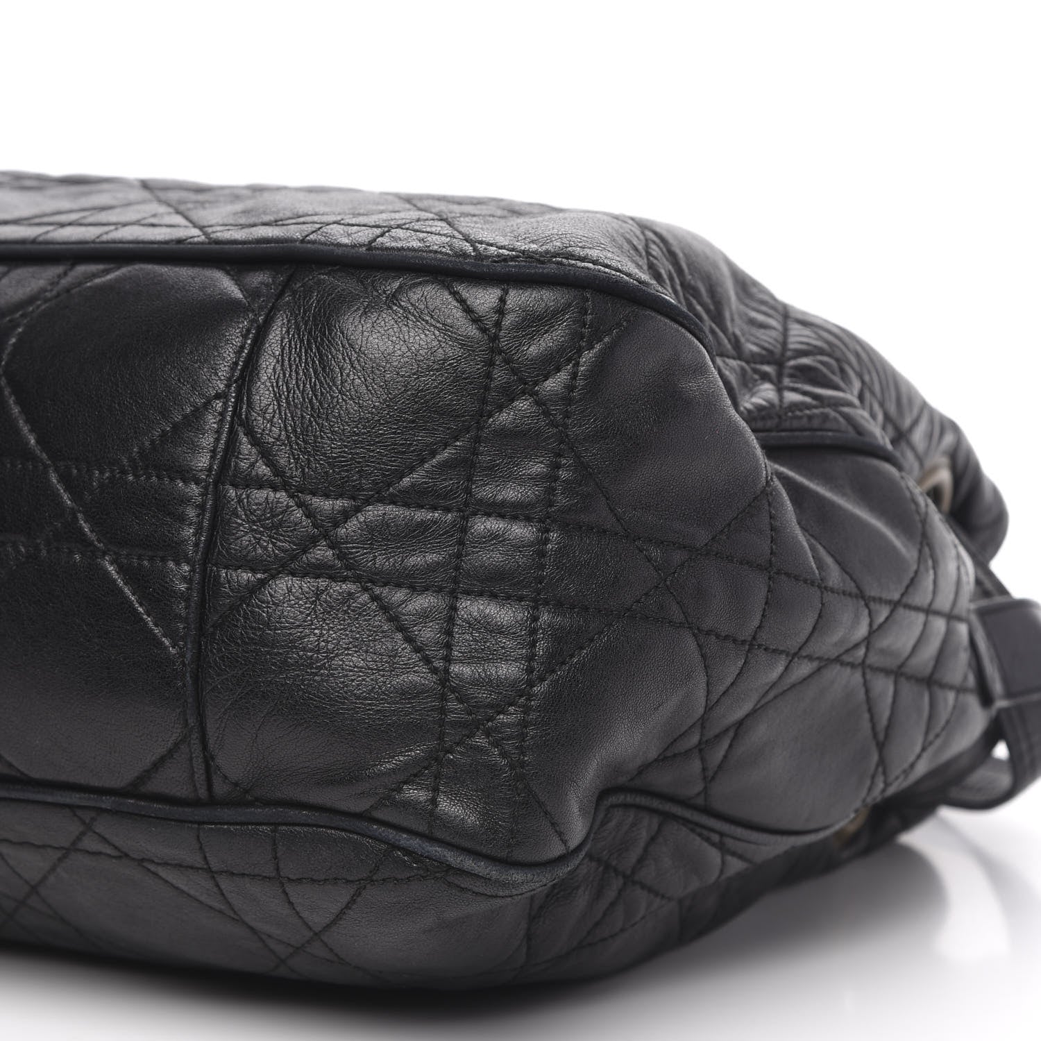 Christian Dior Lambskin Cannage Drawstring Bag Black 11 of 16