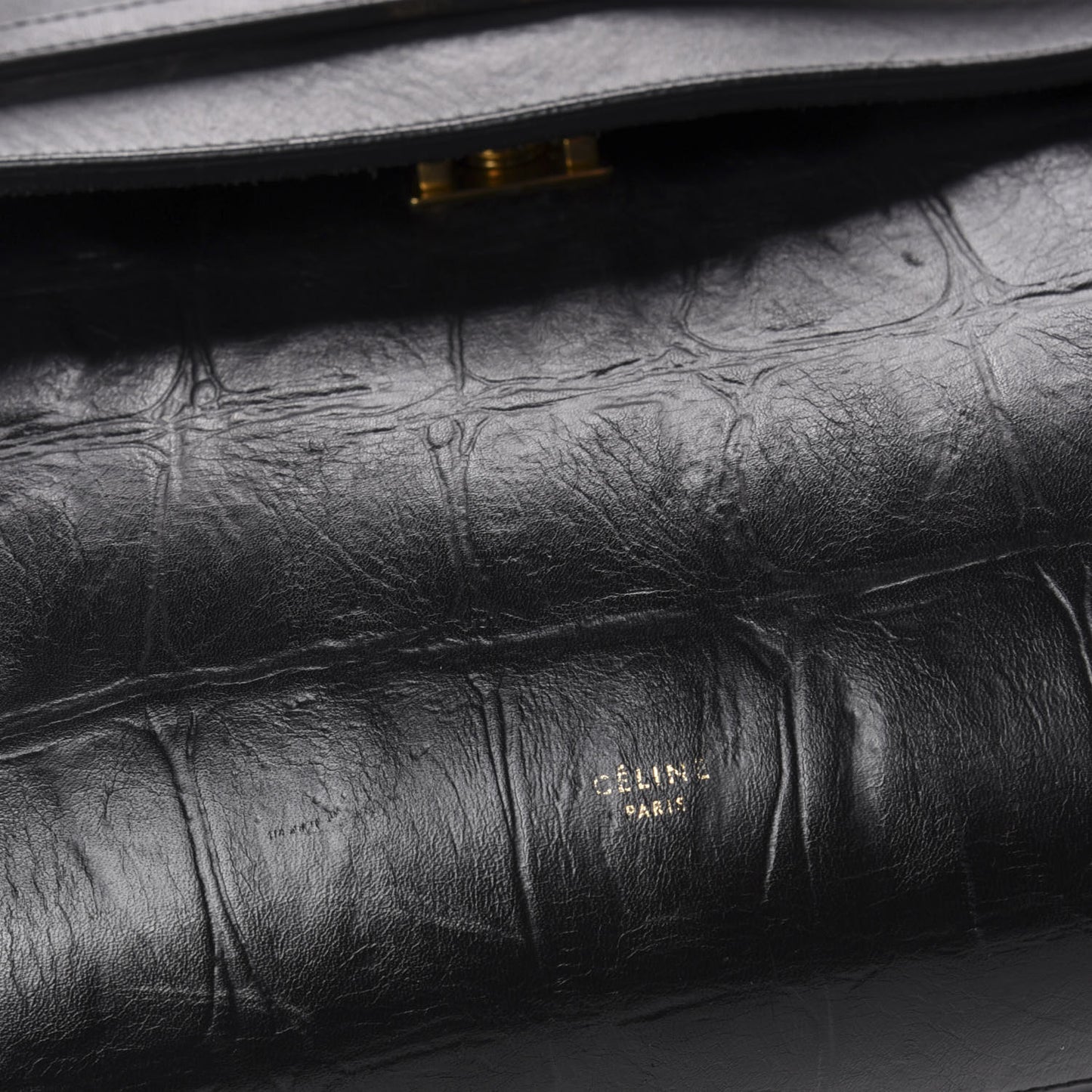 Calfskin Crocodile Embossed Small Belt Bag Black