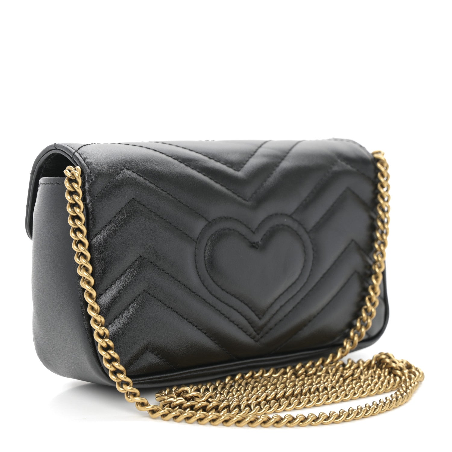 Gucci Calfskin Matelasse Super Mini GG Marmont Shoulder Bag Black 7 of 37