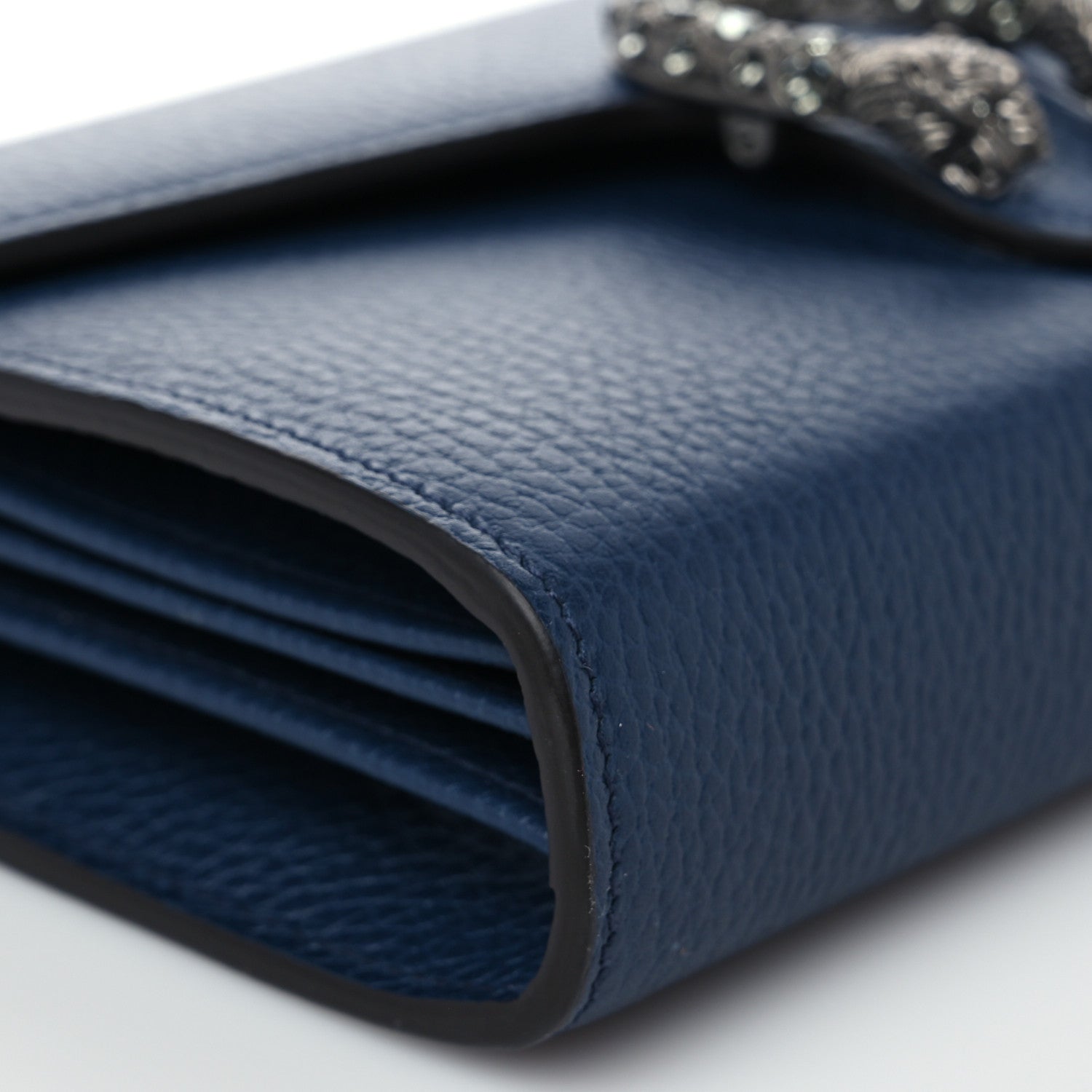 Gucci Dollar Calfskin Crystal Mini Dionysus Chain Wallet Blue Agata Black Diamond 7 of 8
