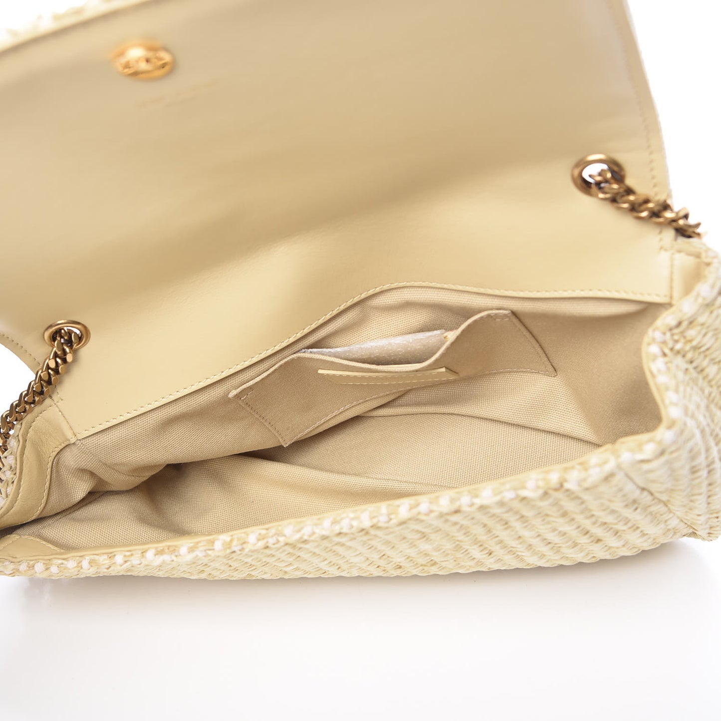 Raffia Medium Monogram Kate Satchel Naturale