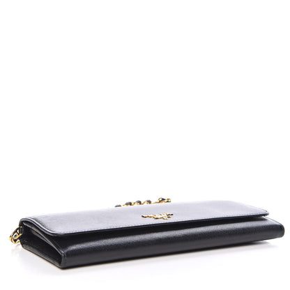 Prada Saffiano Metal Oro Chain Wallet Black 4 of 10
