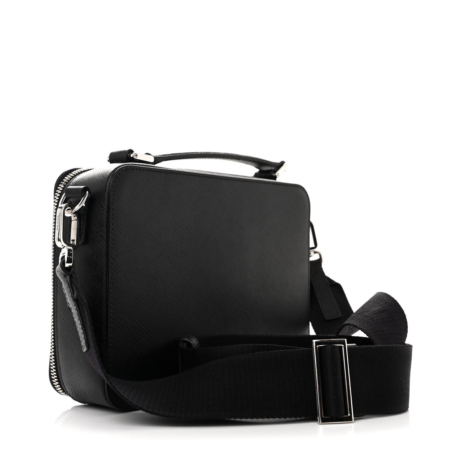 Prada Saffiano Travel Medium Brique Crossbody Bag Black 3 of 10