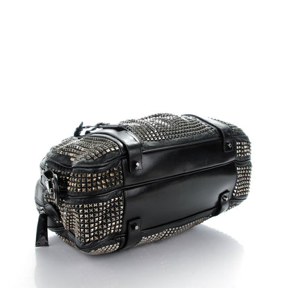 Burberry Prorsum Calfskin Studded Knight Satchel Black 4 of 7