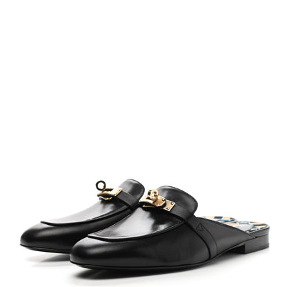 Hermes Goatskin Oz Mules 38 Black 3 of 9