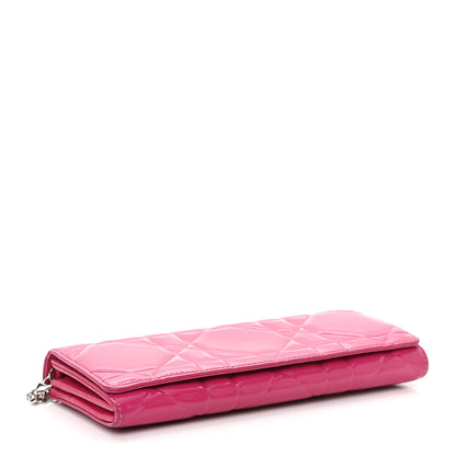 Christian Dior Patent Cannage Lady Dior Rendezvous Wallet On Chain Fuchsia 4 of 10