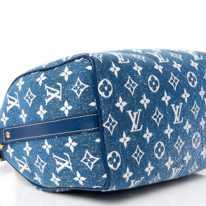 Louis Vuitton Monogram Jacquard Denim Speedy Bandouliere 25 Bleu 11 of 12