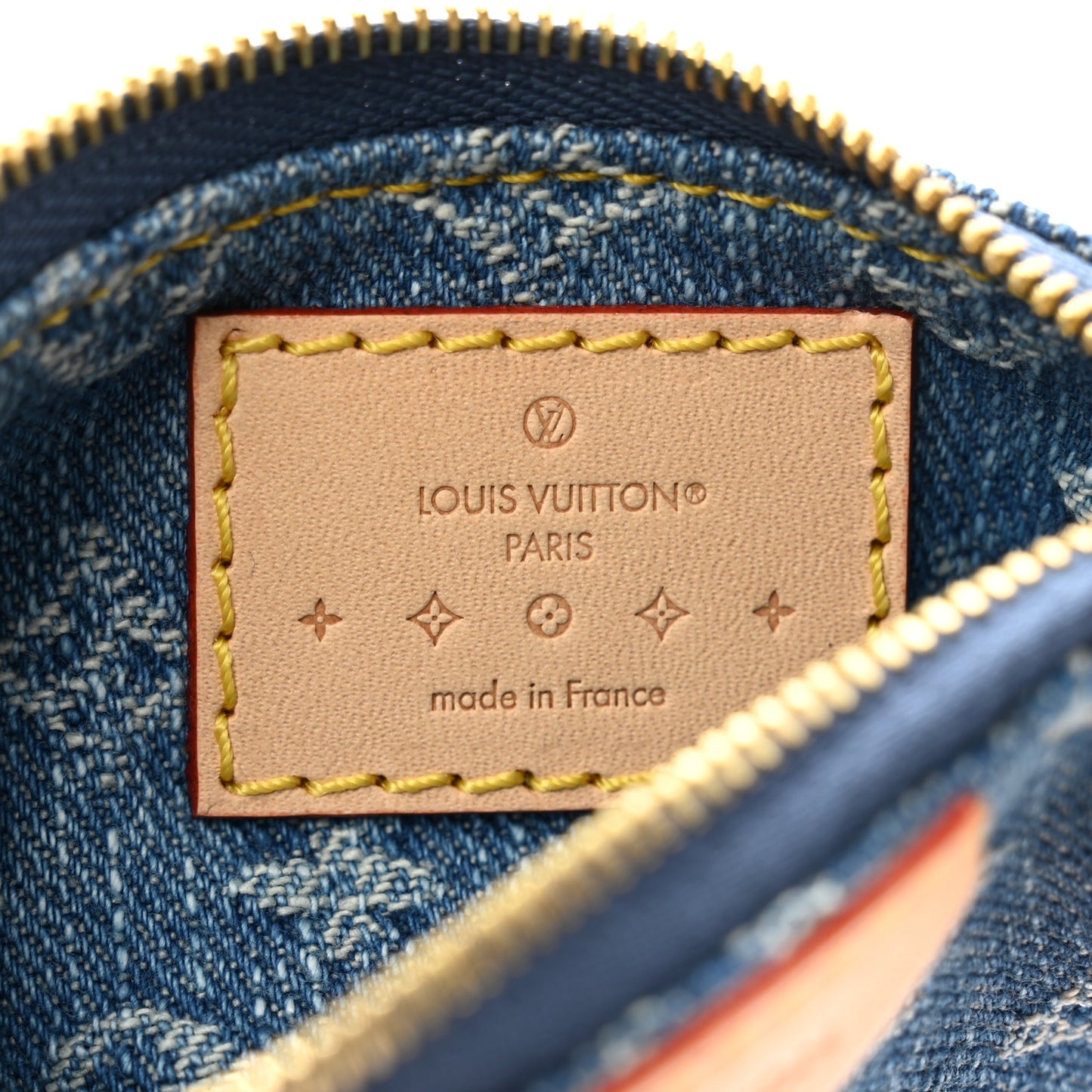 Monogram Denim Key Pouch Denim Blue