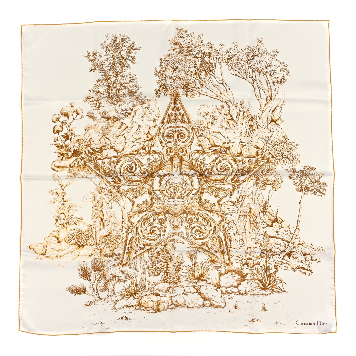 Silk Square Scarf White Gold