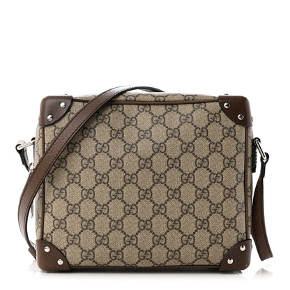 Gucci GG Supreme Monogram Textured Calfskin Square Messenger Bag Beige Ebony New Acero 1 of 11