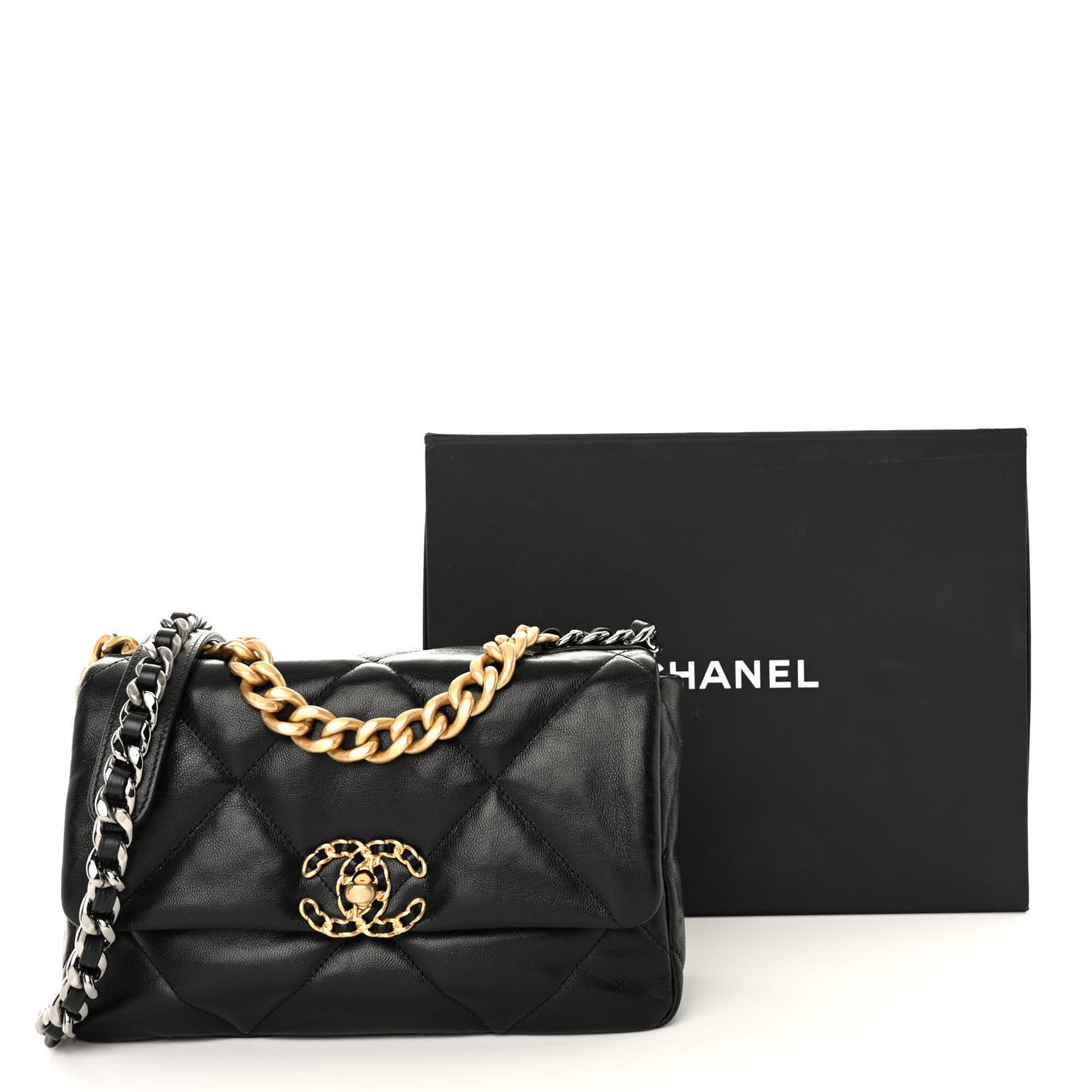 Goatskin Quilted Medium Chanel 19 Flap Black