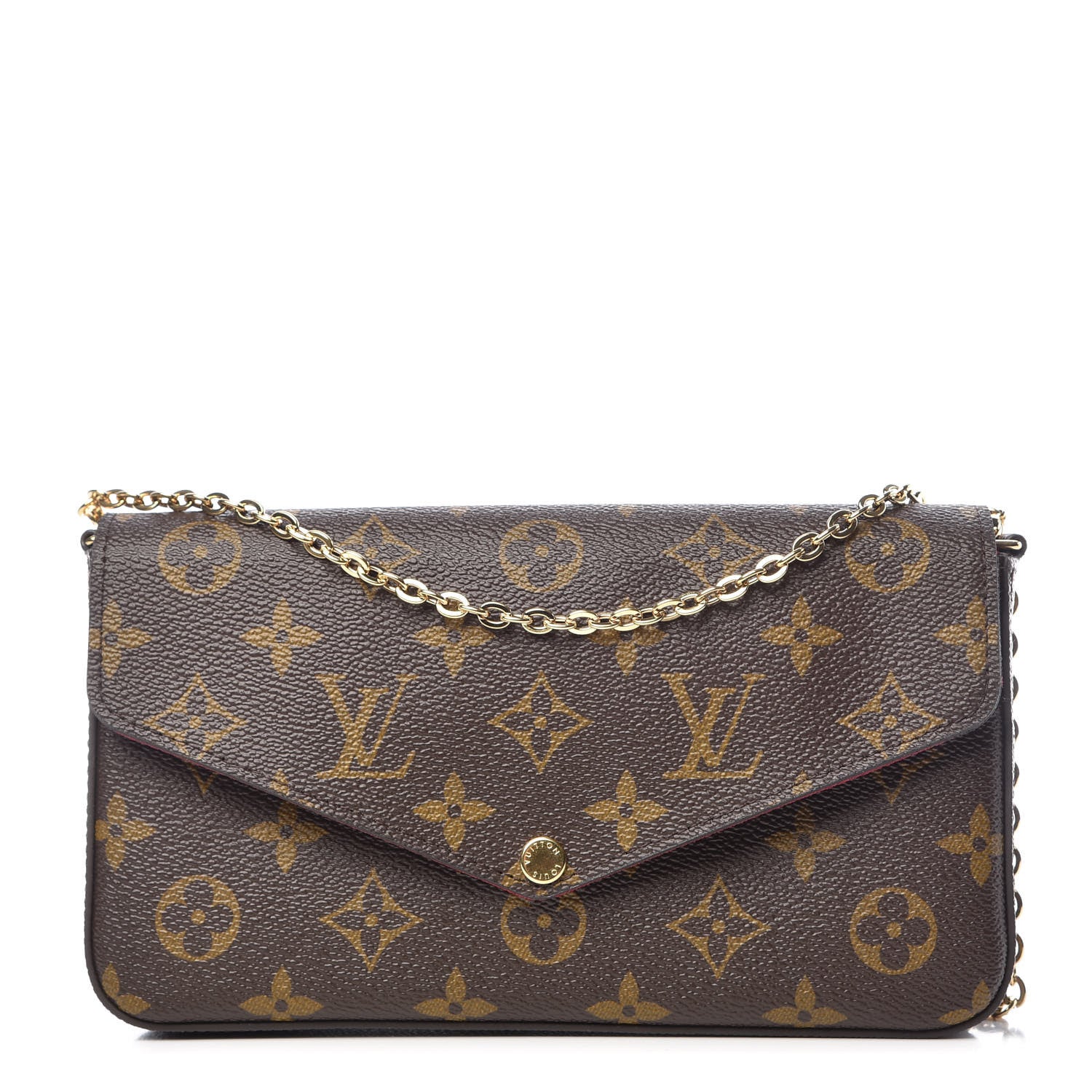 Louis Vuitton Monogram Pochette Felicie Chain Wallet Fuchsia 1 of 16