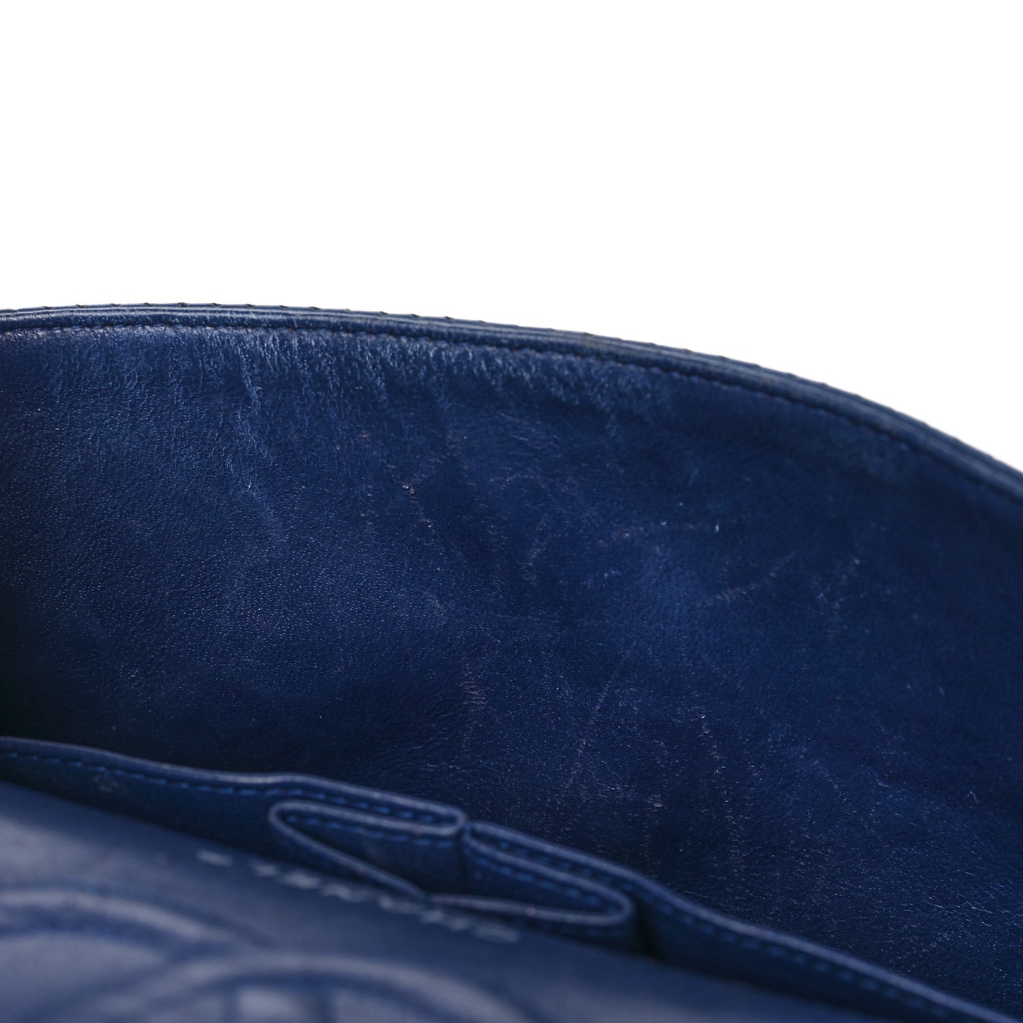 Lambskin Perforated Medium Double Flap Blue