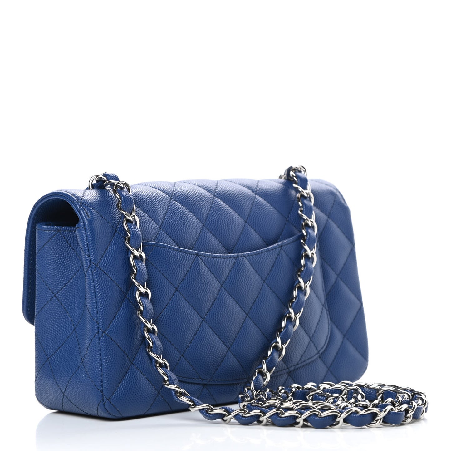 Caviar Quilted Mini Rectangular Flap Blue