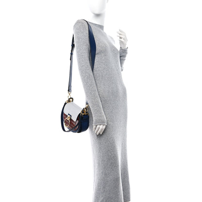 Chloe Shiny Calfskin Crocodile Embossed Small Tess Bag Blue Brown 2 of 16