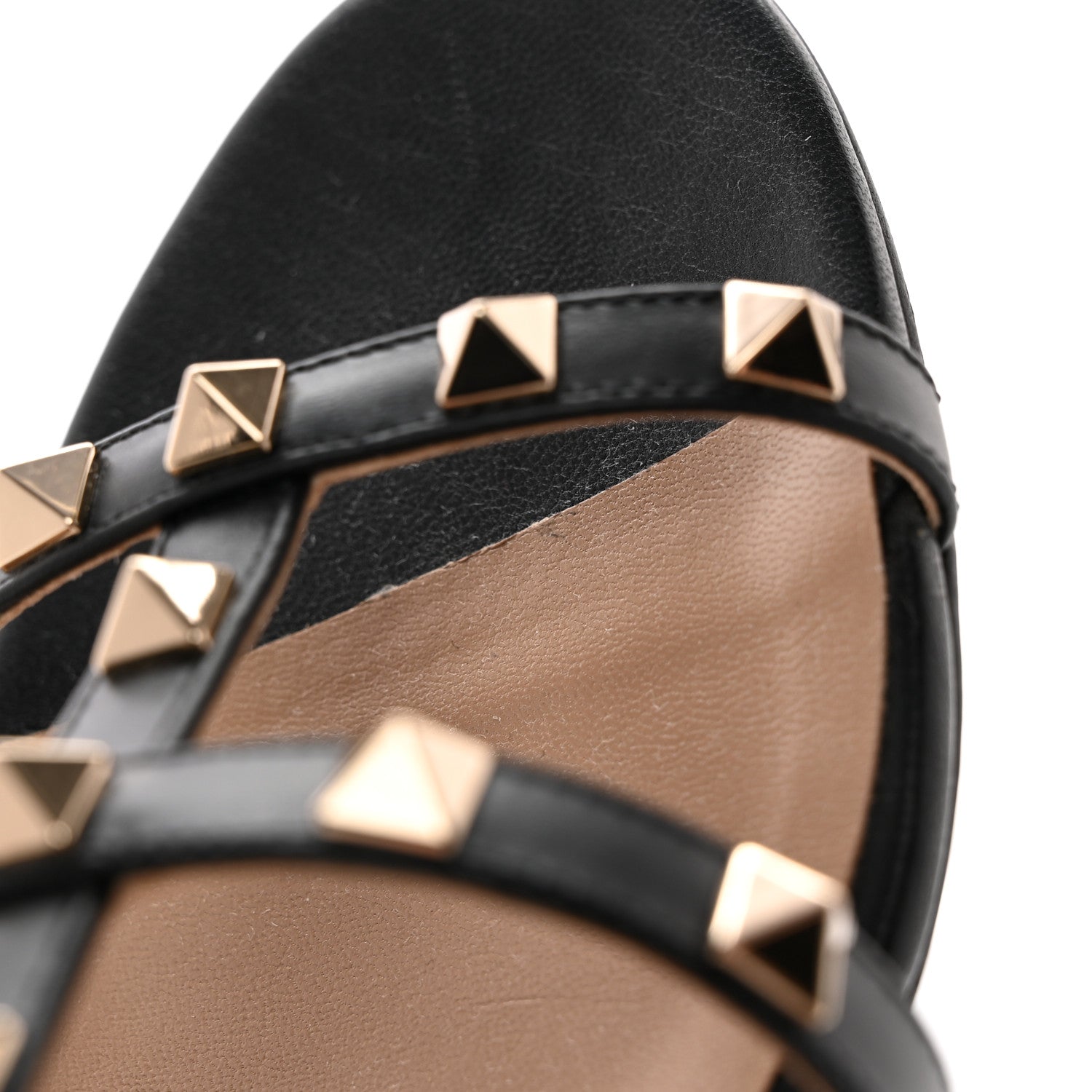 Valentino Garavani Nappa Rockstud Caged Flat Slide Sandals 37.5 Black 9 of 14