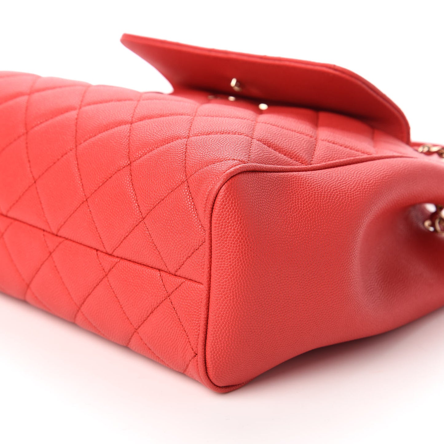 Caviar Quilted In Out Flap Shopping Tote Red