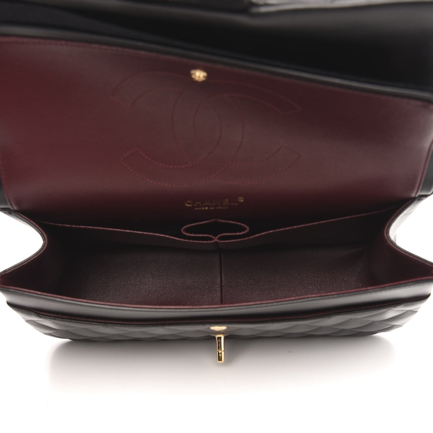 Lambskin Quilted Jumbo Double Flap Black