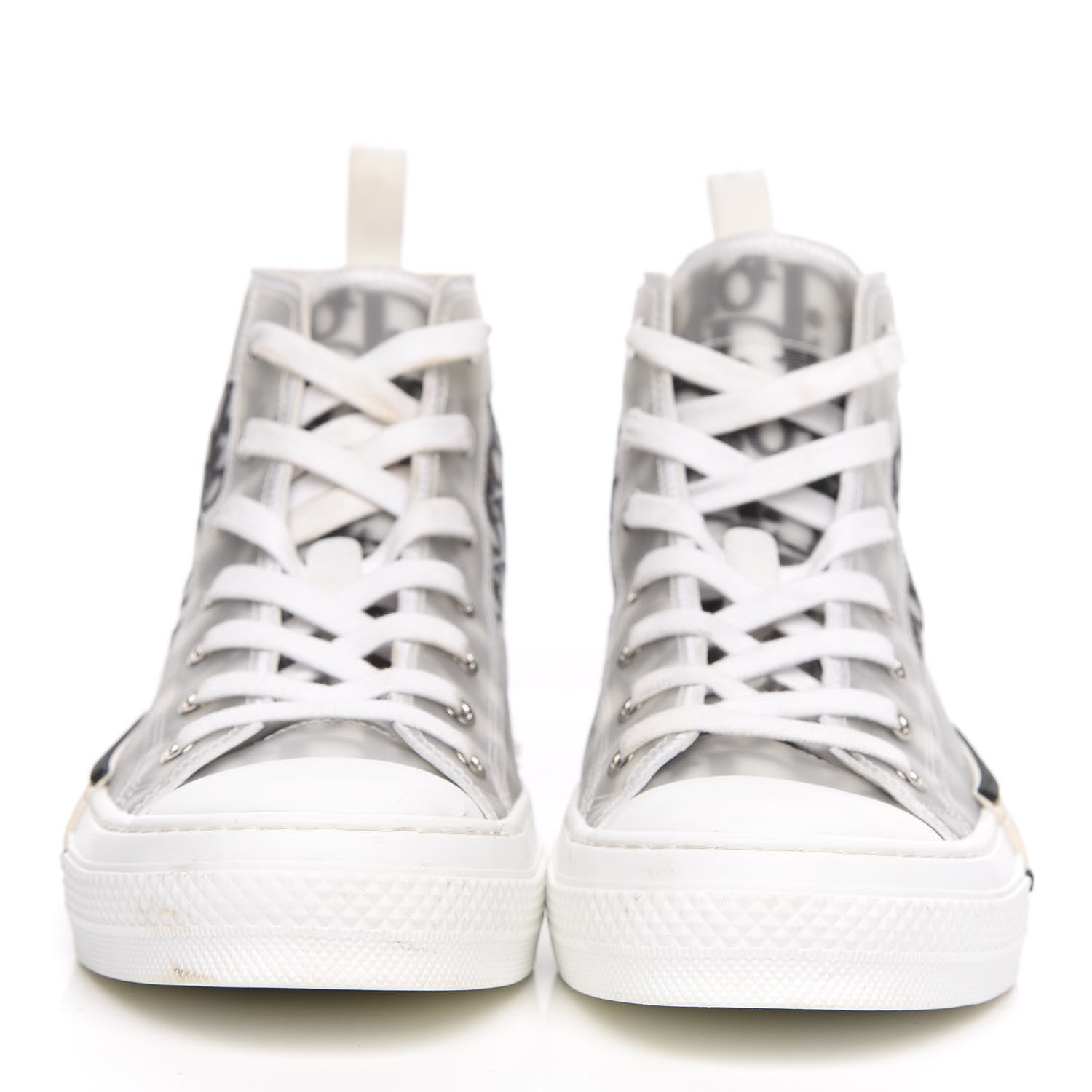Christian Dior Technical Canvas Oblique Mens B23 High Top Sneakers 46 White Black 2 of 10