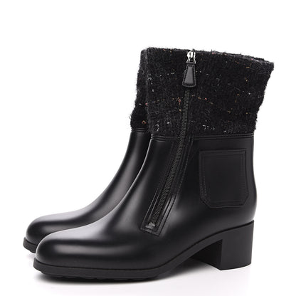 Chanel PVC Tweed High Boots 41 Black 3 of 10